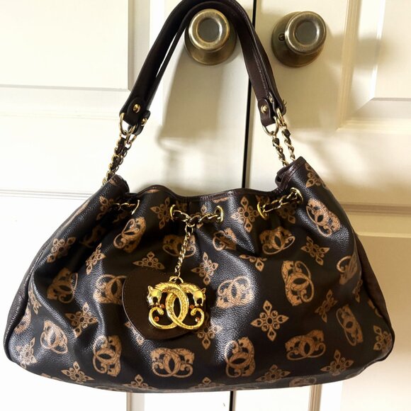 Sharif Shoulder Bag Saffiano Leather Gold Hardware Animal Print Interior NWOT - Picture 3 of 12